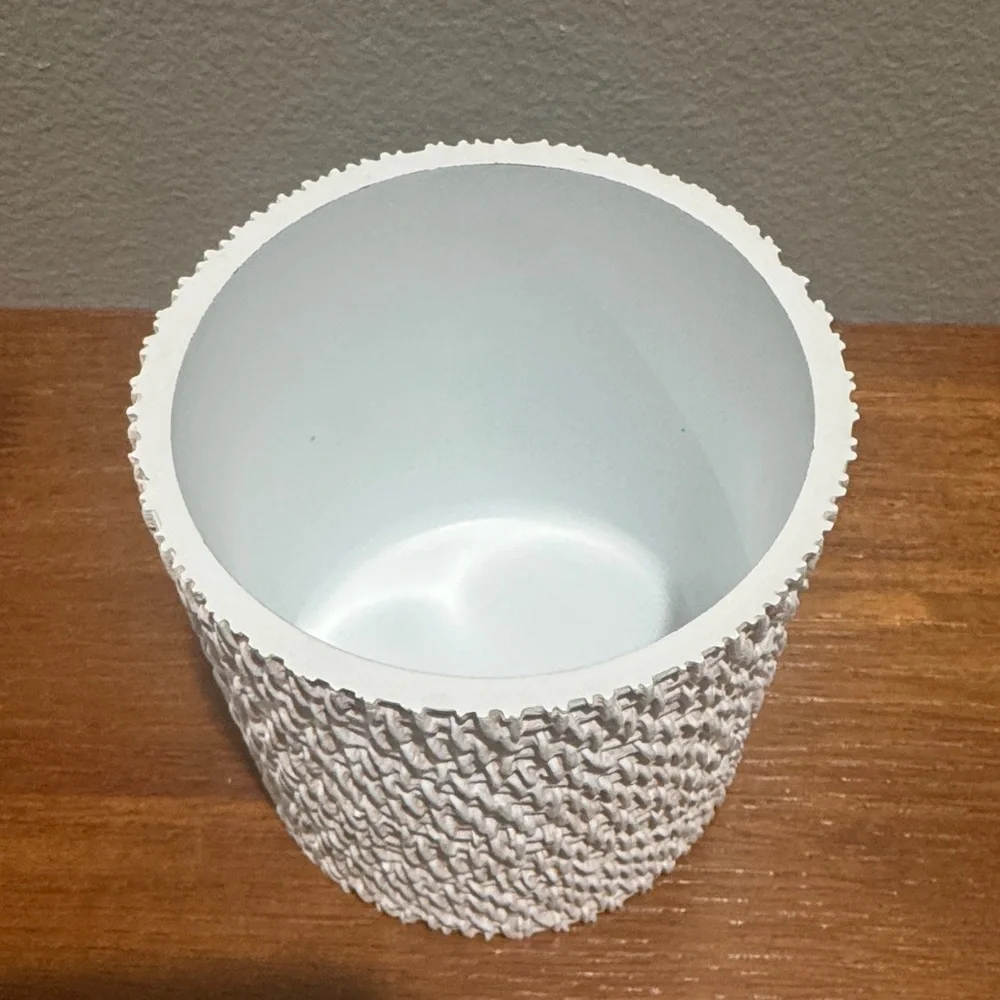 Source Unknown White Textured Ceramic Bathroom Canister
